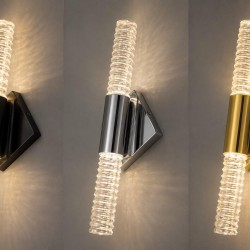 Yivli / Boğumlu Kristal Çubuk Çift Yönlü LED Dekoratif Duvar Apliği Gold